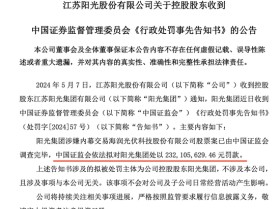 涉嫌内幕交易，ST阳光控股股东面临2.3亿元的罚单！